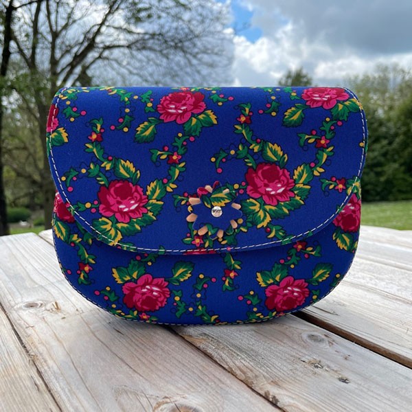 Sac fleuri bleu 16 x 21 cm